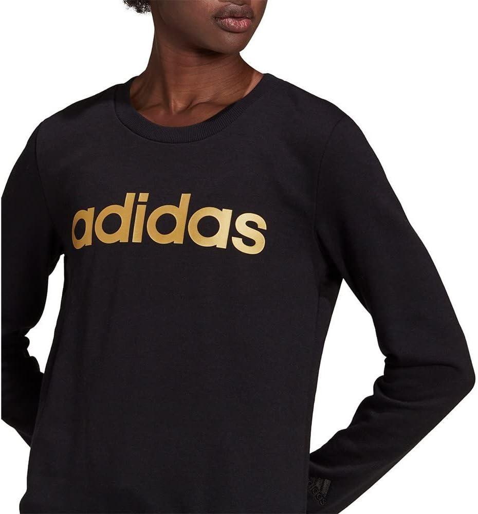 imageadidas Womens Essentials Linear SweatshirtBlackGold Met