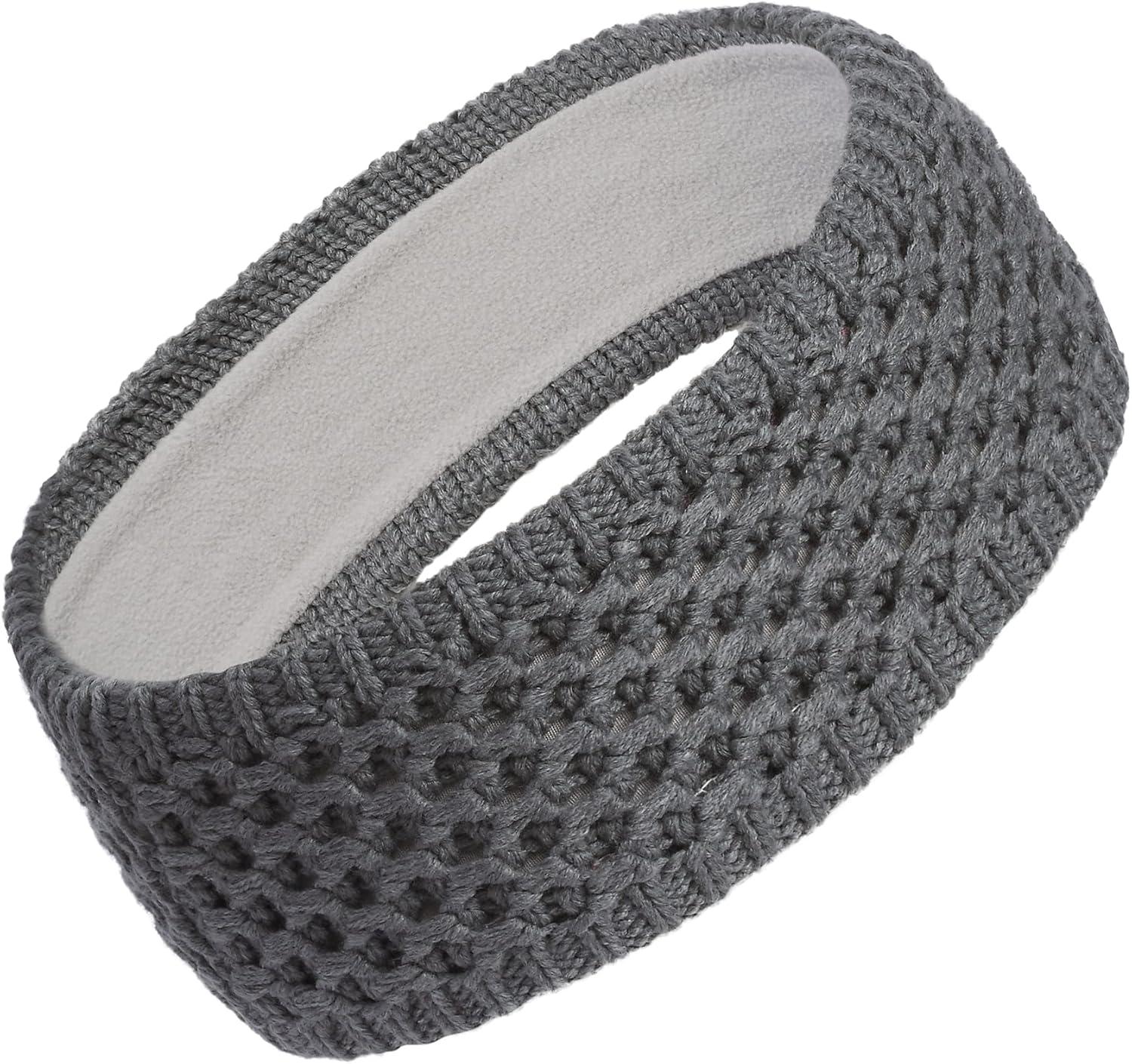 imageadidas Womens Lifestyle Fuzzy Knit Headband Soft Winter Ear WarmerCrestlineOnix GreyPink FusionWhite