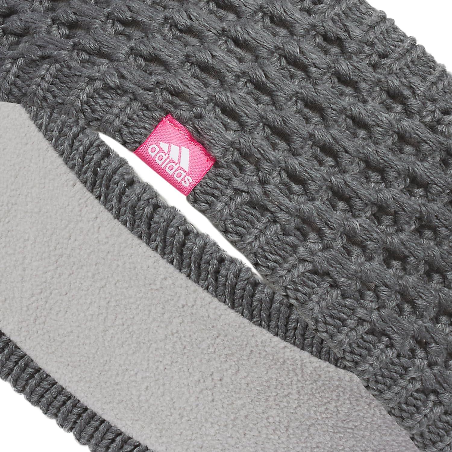 imageadidas Womens Lifestyle Fuzzy Knit Headband Soft Winter Ear WarmerCrestlineOnix GreyPink FusionWhite