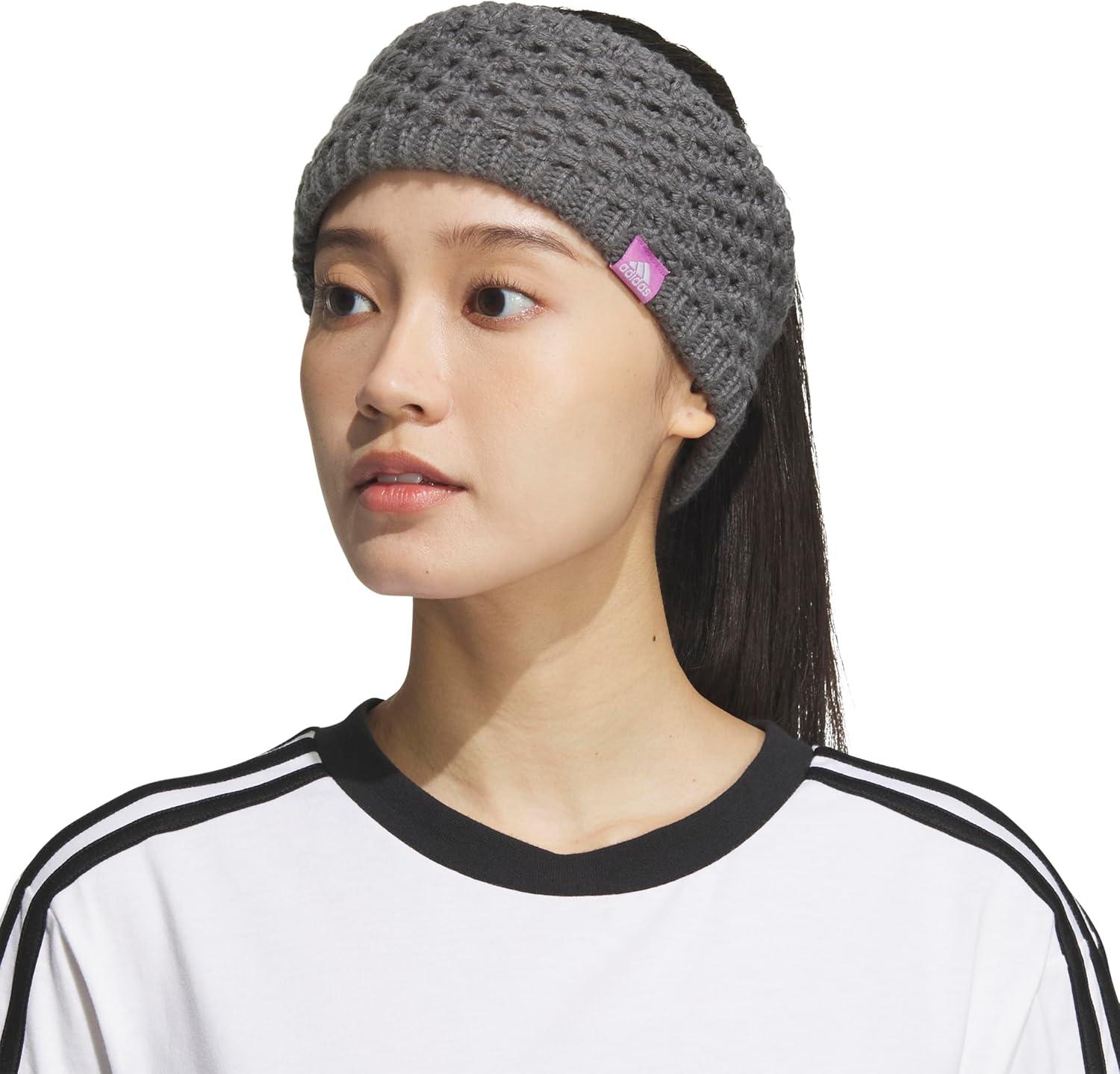 imageadidas Womens Lifestyle Fuzzy Knit Headband Soft Winter Ear WarmerCrestlineOnix GreyPreloved PurpleIce Lavender