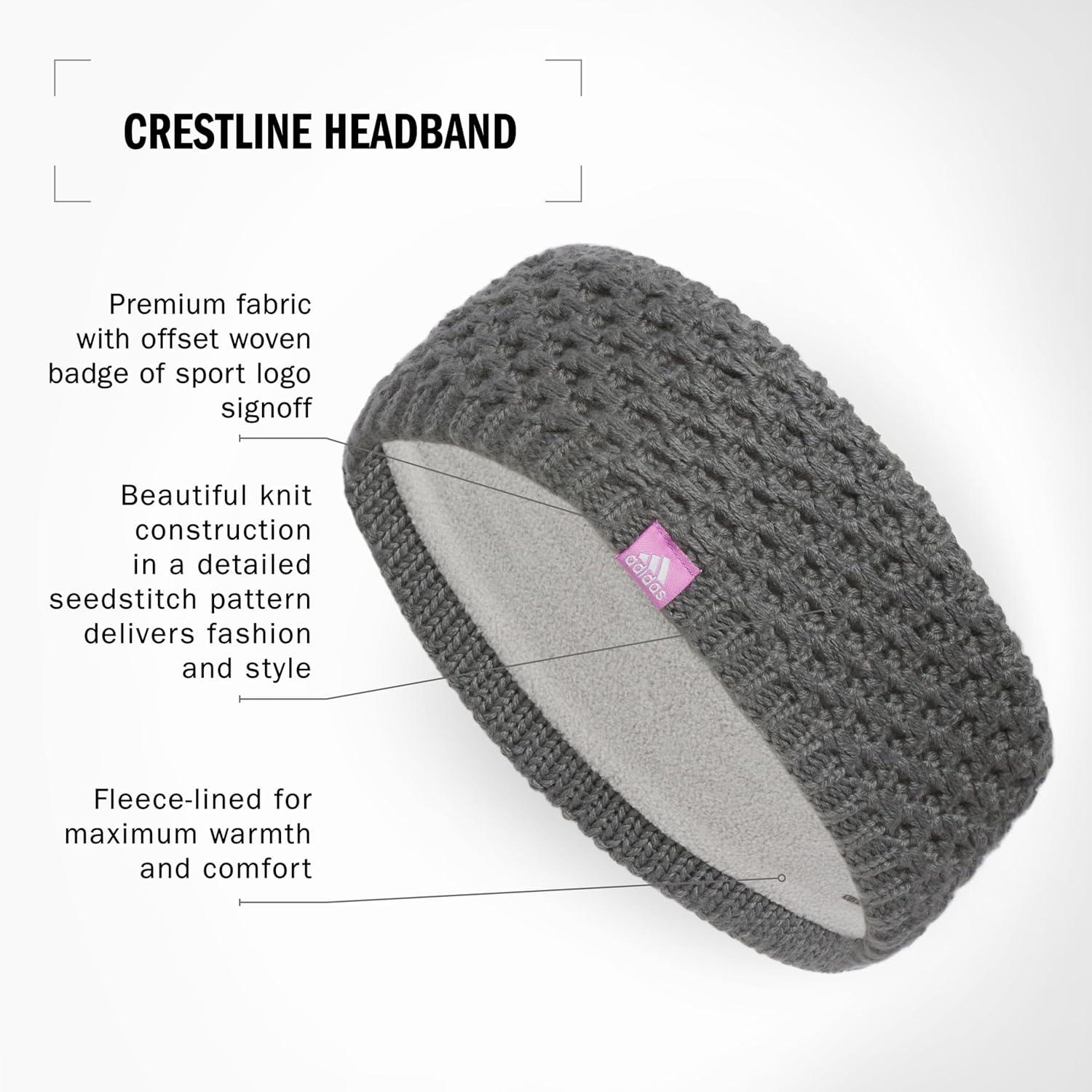 imageadidas Womens Lifestyle Fuzzy Knit Headband Soft Winter Ear WarmerCrestlineOnix GreyPreloved PurpleIce Lavender