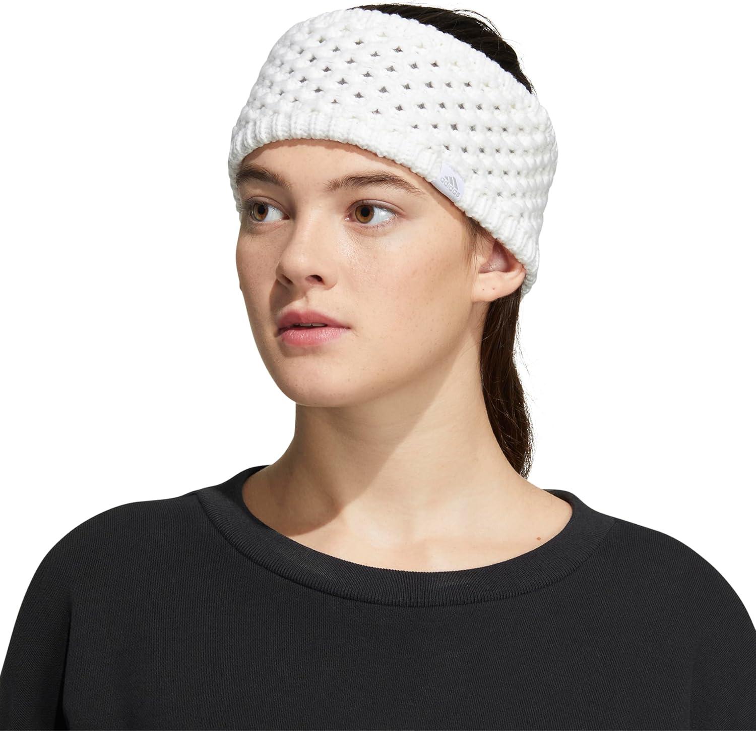 imageadidas Womens Lifestyle Fuzzy Knit Headband Soft Winter Ear WarmerCrestlineWhite F23