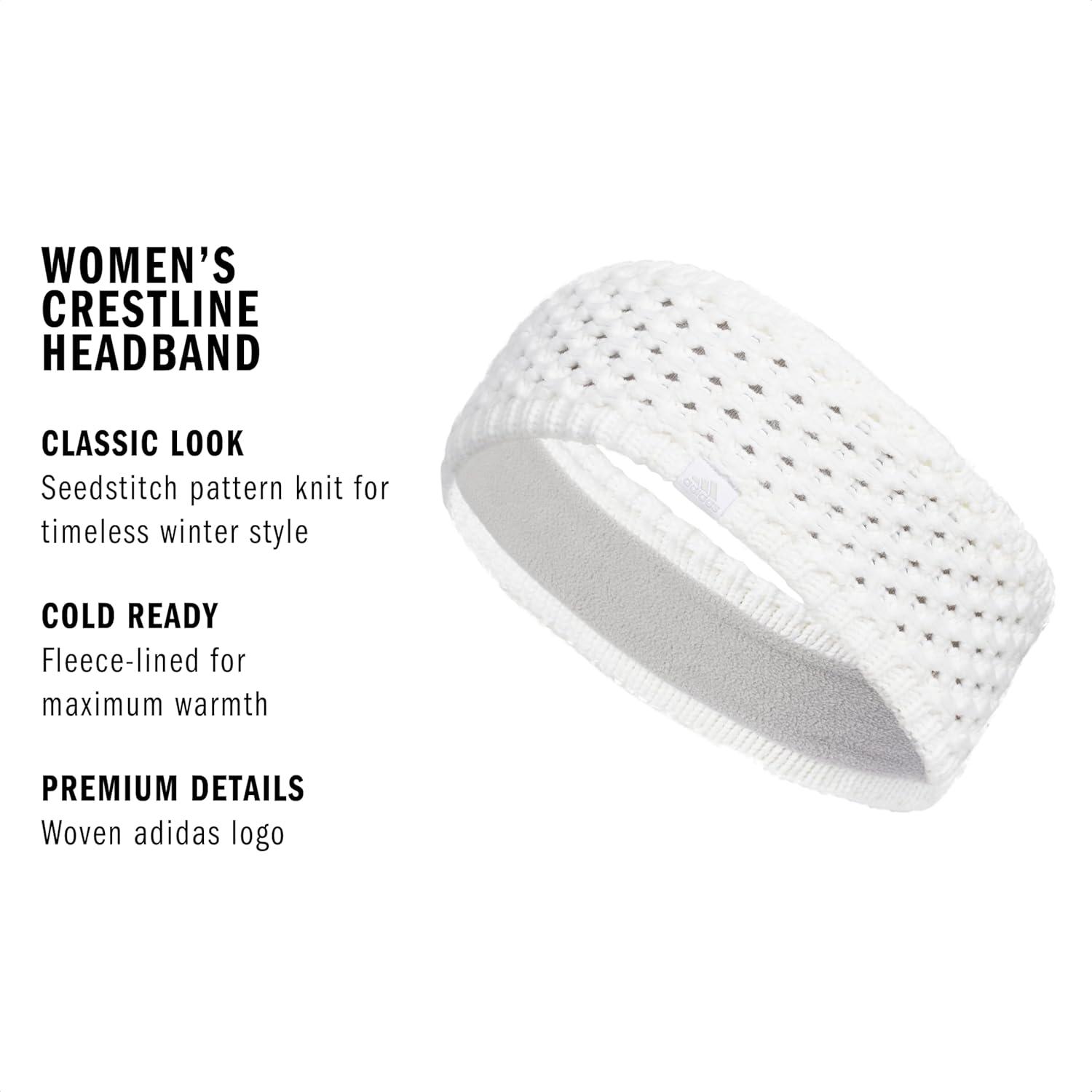 imageadidas Womens Lifestyle Fuzzy Knit Headband Soft Winter Ear WarmerCrestlineWhite F23