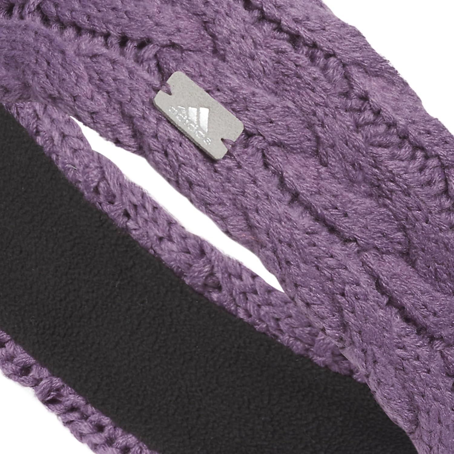 imageadidas Womens Lifestyle Fuzzy Knit Headband Soft Winter Ear WarmerFashionShadow VioletGreySilver Metallic