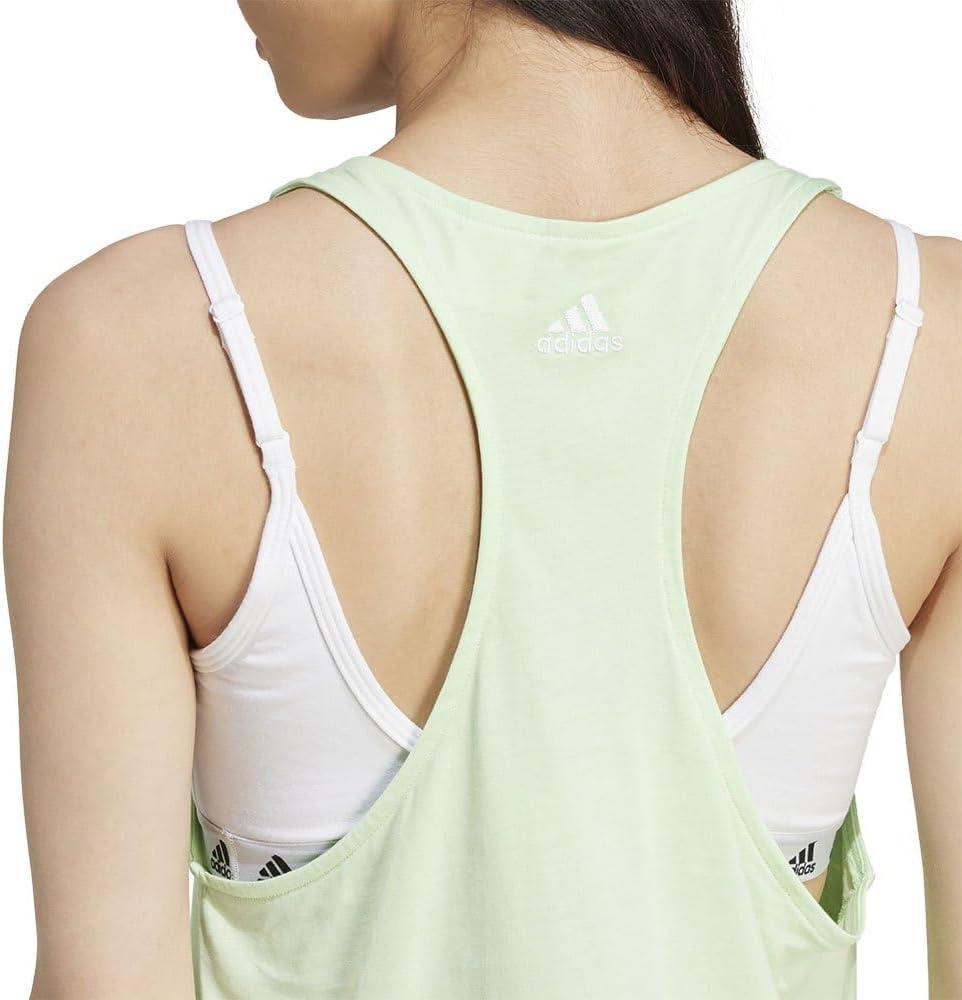imageadidas Womens Loungewear Essentials Loose Logo Tank TopHalf Green SparkWhite