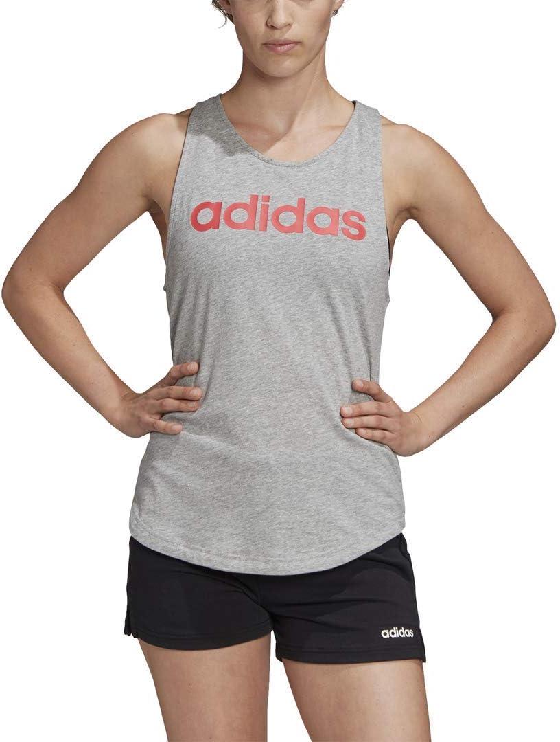 imageadidas Womens Loungewear Essentials Loose Logo Tank TopMedium Grey HeatherPink