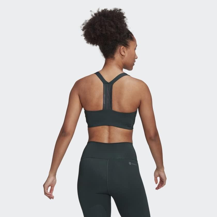 imageadidas Womens Training Medium Support Better 3Stripes BraShadow Green