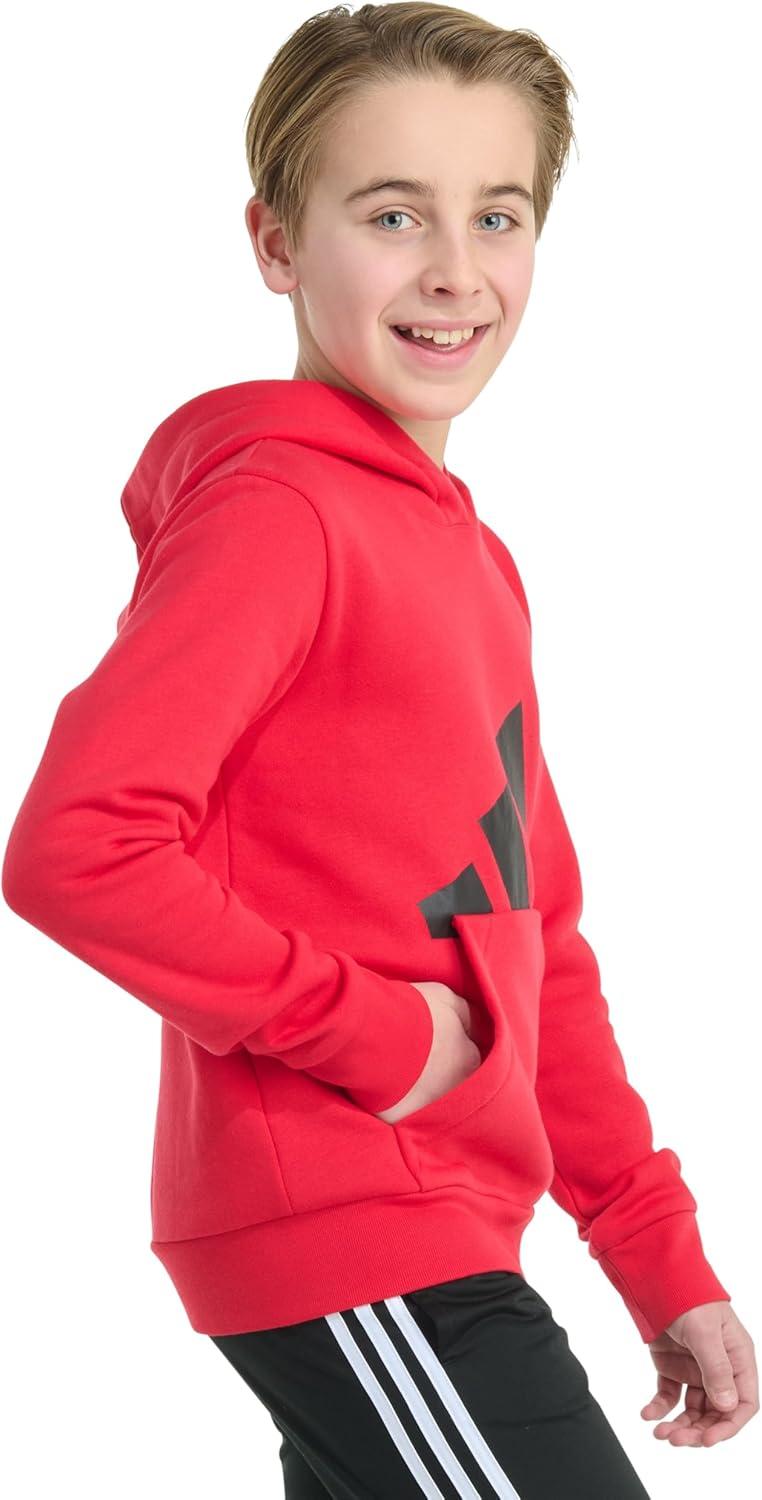 imageadidas boys Long Sleeve Essential Big Logo Fleece Pullover HoodiePure Ruby