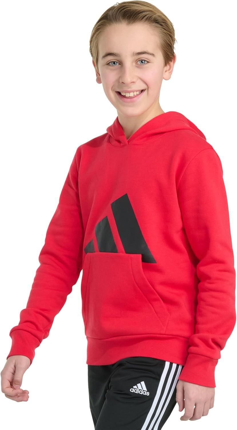 imageadidas boys Long Sleeve Essential Big Logo Fleece Pullover HoodiePure Ruby