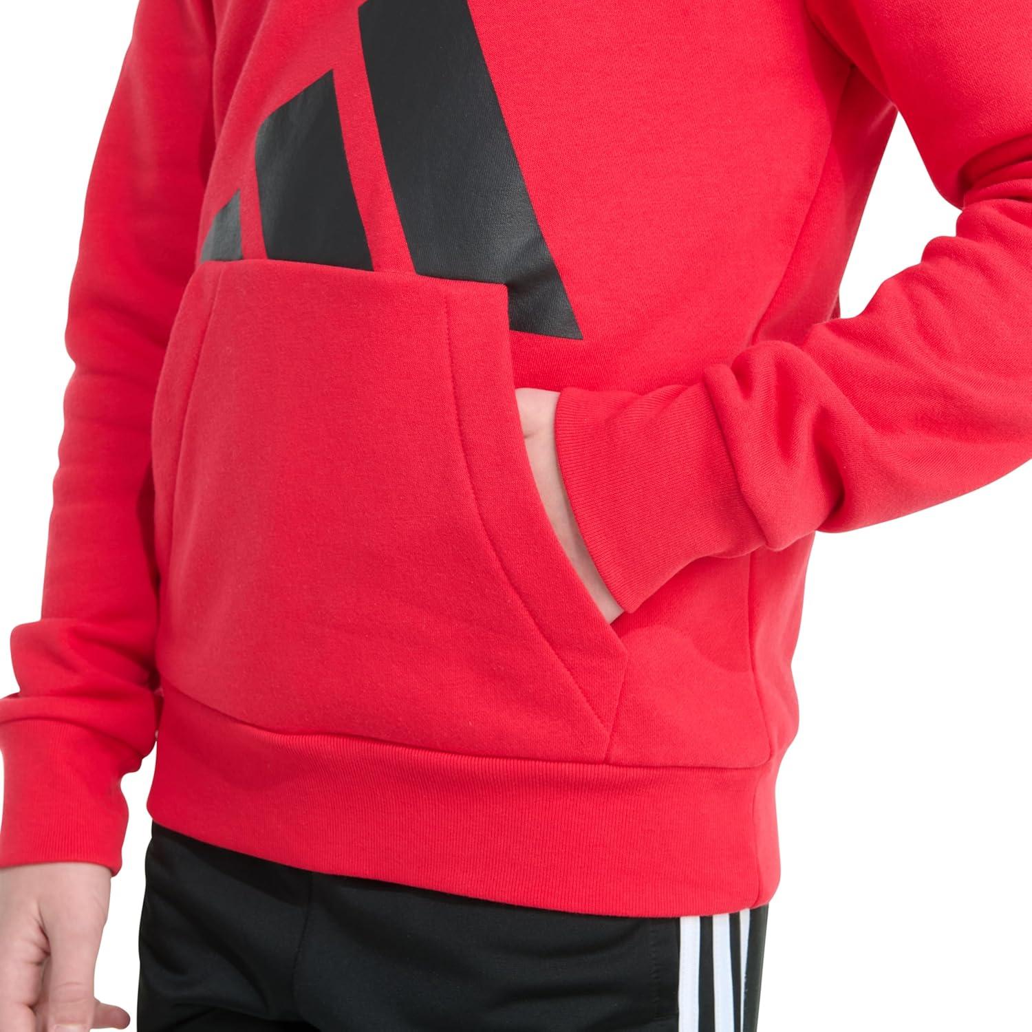 imageadidas boys Long Sleeve Essential Big Logo Fleece Pullover HoodiePure Ruby
