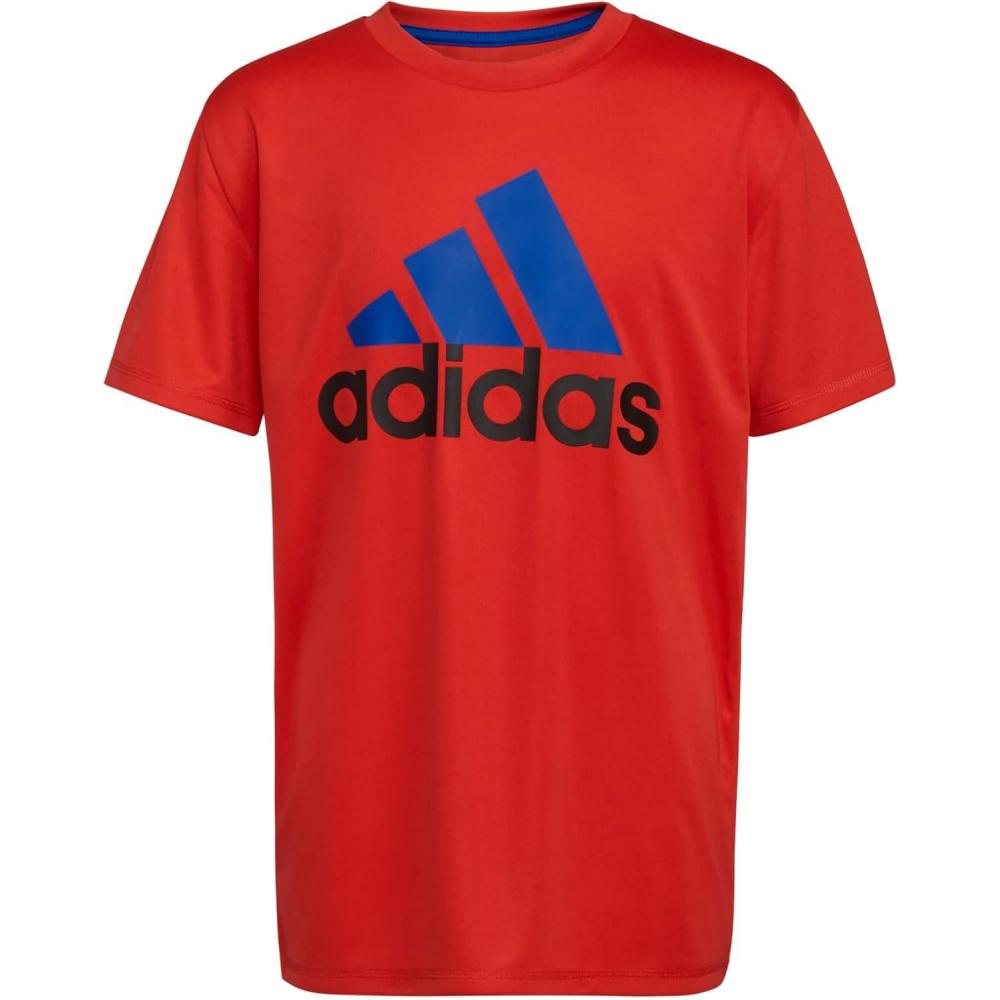 imageadidas Boys Short Sleeve Aeroready Feel Free Bos TeeVivid Red With Blue