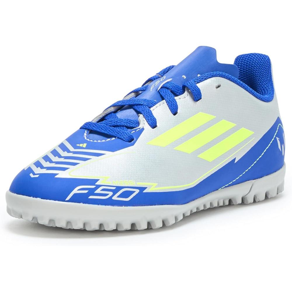 imageadidas Kids F50 Club Messi Turf SneakersSilver MetallicSolar YellowLucid Blue
