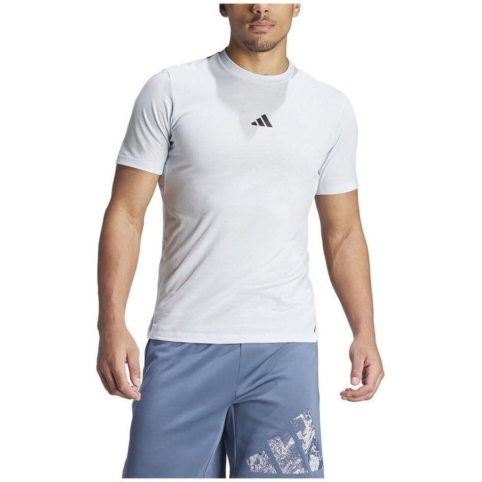 imageadidas Mens Designed For Training Workout TShirtHalo BlueBlack