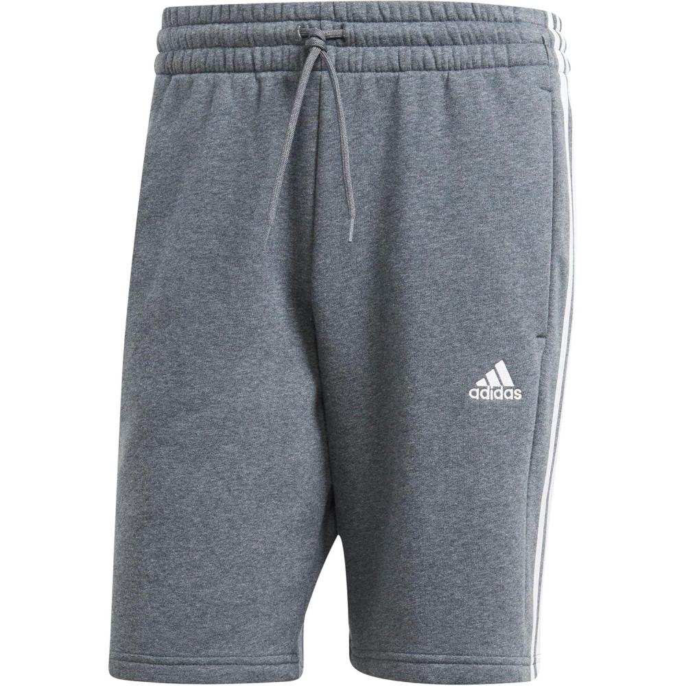 imageadidas Mens Essentials Fleece 3Stripes ShortsDark Grey Heather