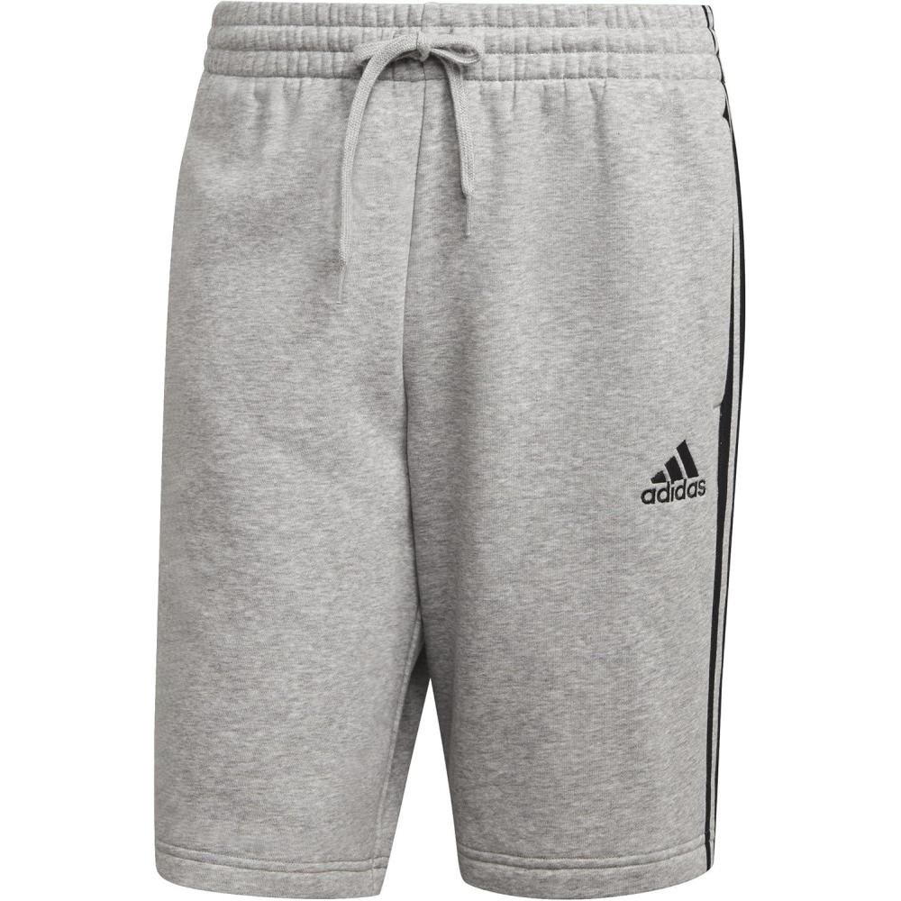 imageadidas Mens Essentials Fleece 3Stripes ShortsMedium Grey HeatherBlack