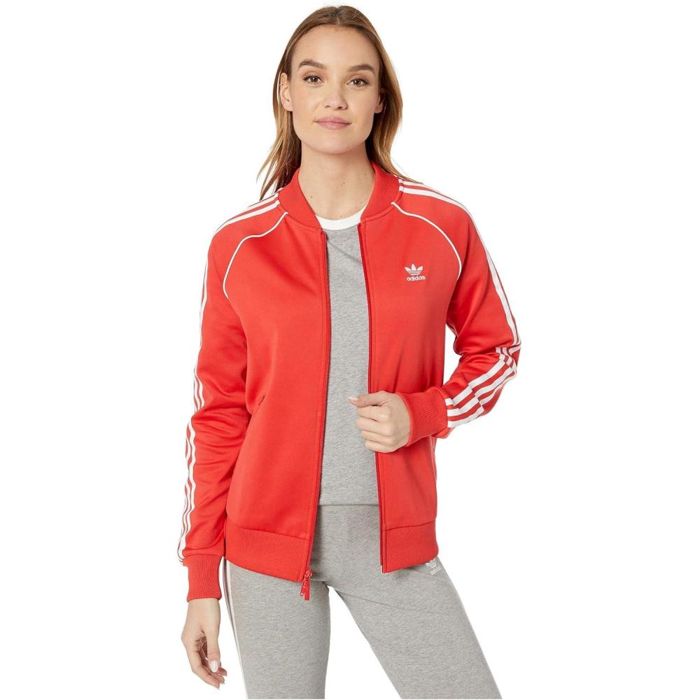 imageadidas Originals Womens Superstar Track TopLush RedWhite