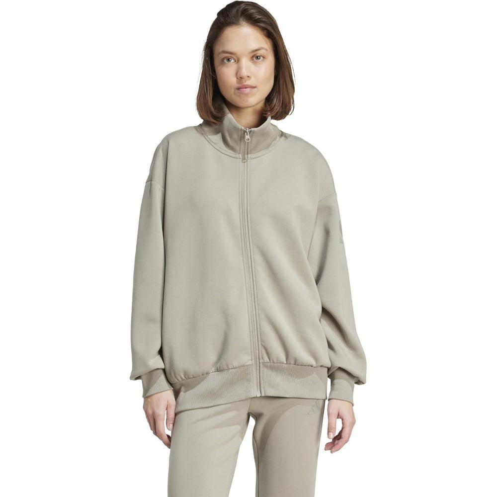 imageadidas Womens All Szn Soft Lux Loose FullZip Track TopSilver Pebble