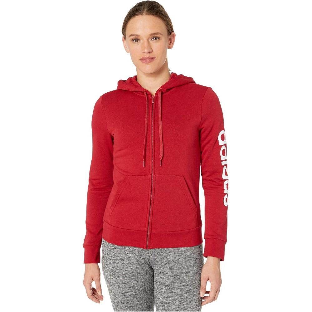 imageadidas Womens Essentials Linear HoodieActive MaroonWhite