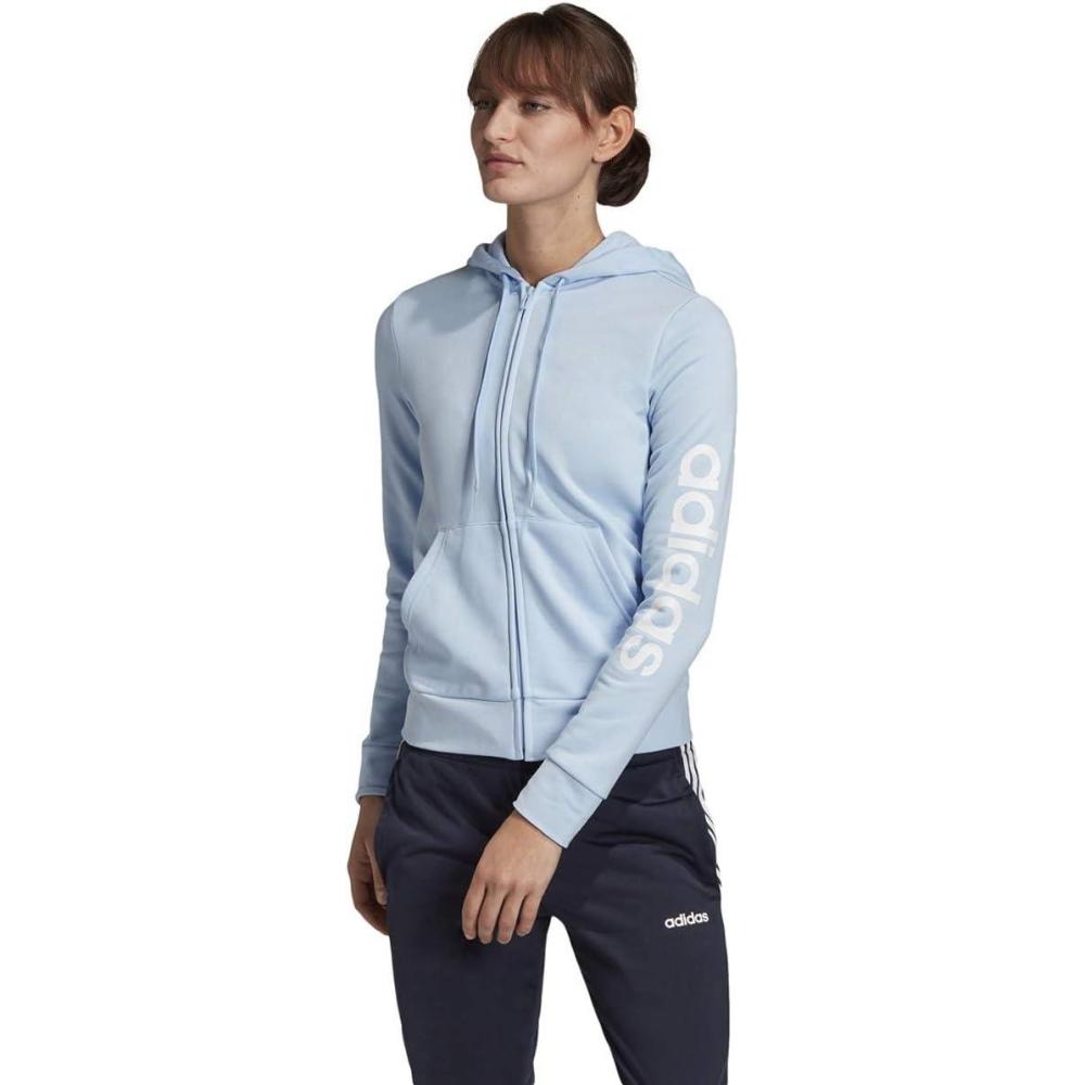 imageadidas Womens Essentials Linear HoodieGlow BlueWhite