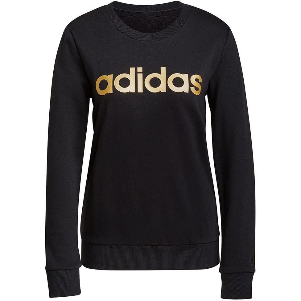 imageadidas Womens Essentials Linear SweatshirtBlackGold Met