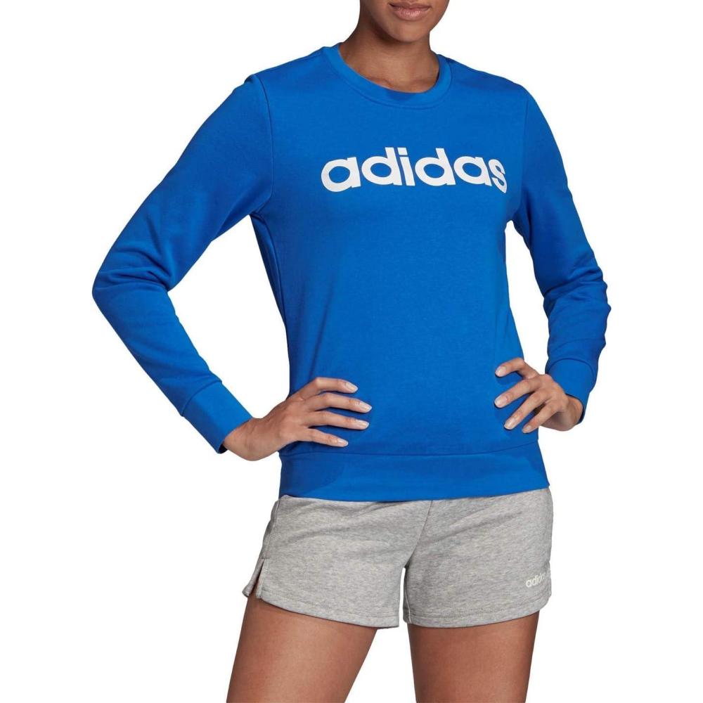 imageadidas Womens Essentials Linear SweatshirtBlueWhite