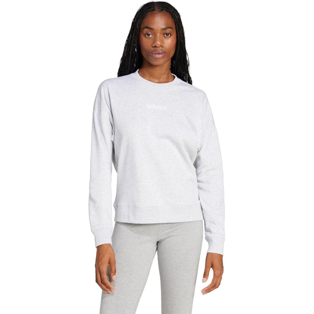 imageadidas Womens Essentials Linear SweatshirtLight Grey HeatherWhite