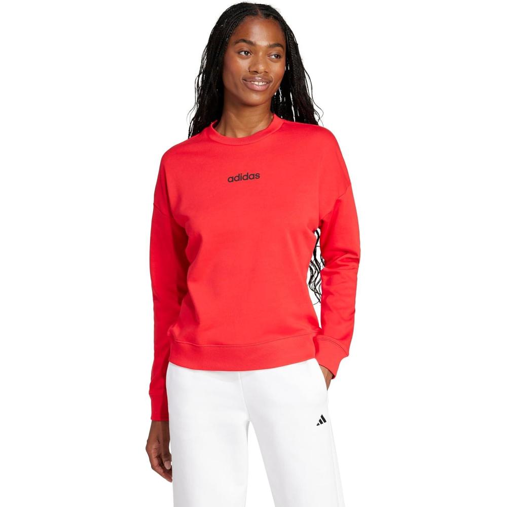 imageadidas Womens Essentials Linear SweatshirtPure RubyBlack