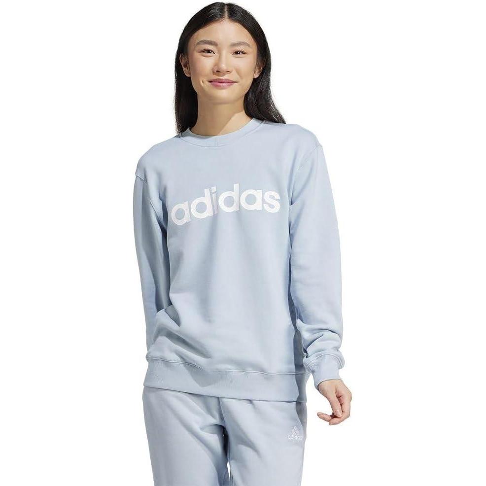 imageadidas Womens Essentials Linear SweatshirtWonder BlueWhite