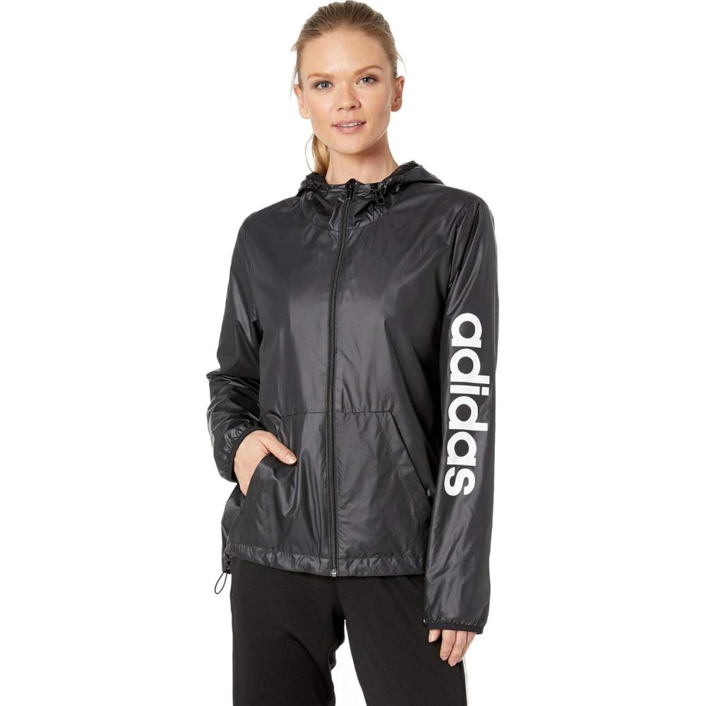 imageadidas Womens Essentials Linear WindbreakerBlackWhite