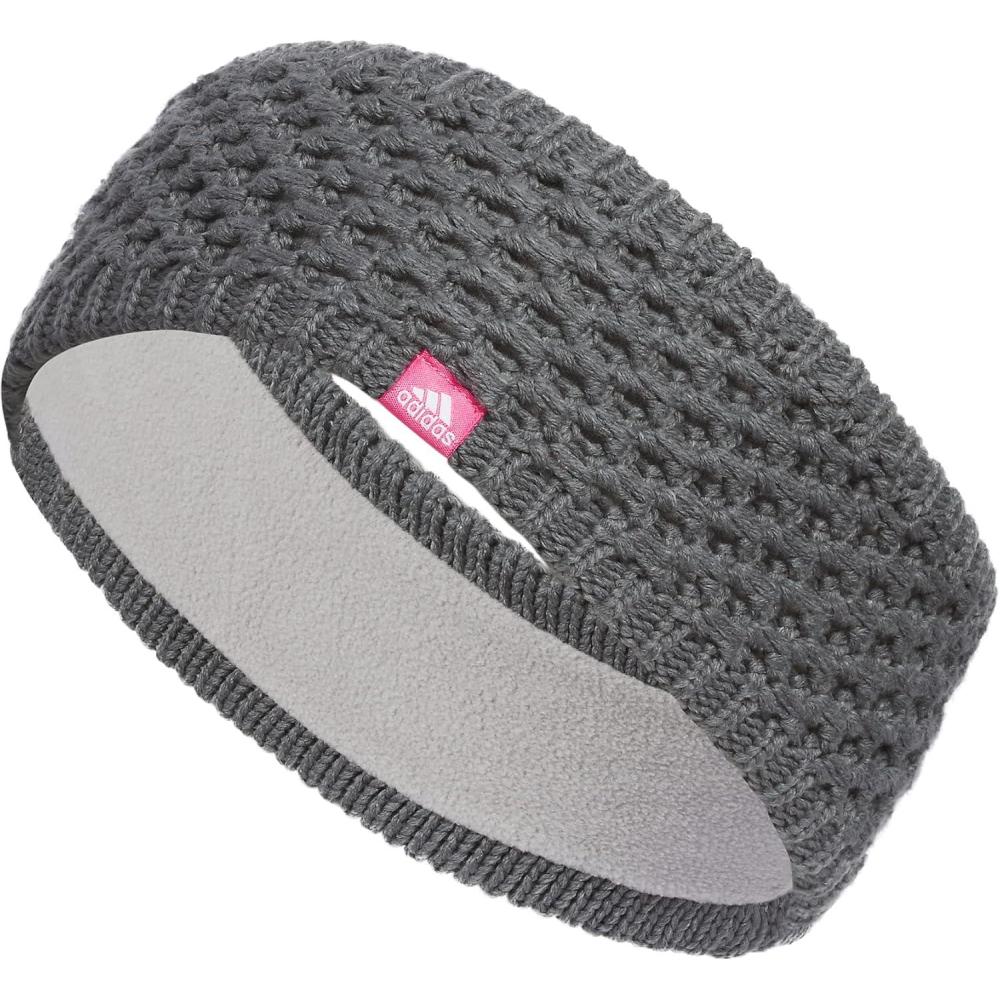 imageadidas Womens Lifestyle Fuzzy Knit Headband  Soft Winter Ear WarmerCrestlineOnix GreyPink FusionWhite