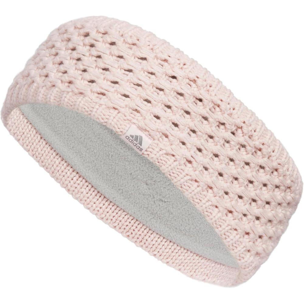 imageadidas Womens Lifestyle Fuzzy Knit Headband Soft Winter Ear WarmerCrestlineSandy PinkGrey Three