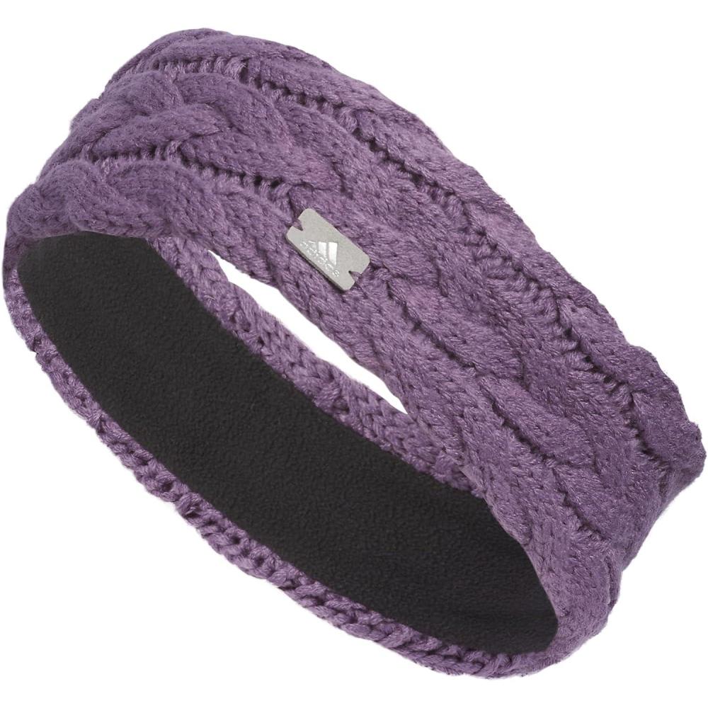 imageadidas Womens Lifestyle Fuzzy Knit Headband  Soft Winter Ear WarmerFashionShadow VioletGreySilver Metallic