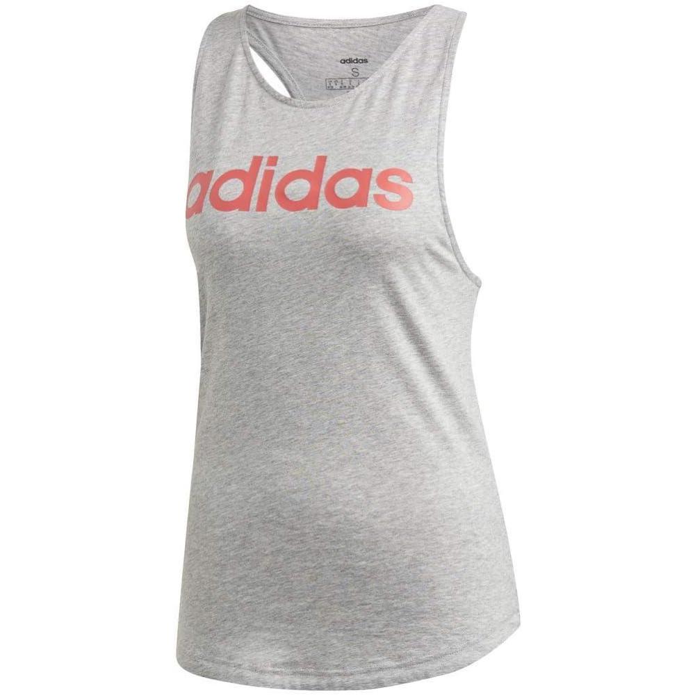 imageadidas Womens Loungewear Essentials Loose Logo Tank TopMedium Grey HeatherPink