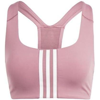 imageadidas Womens Training Medium Support Better 3Stripes BraWonder OrchidWhite