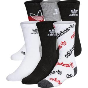 adidas Athletic Cushioned Crew Socks (6 pairs) kids DISCONTINUED(Black/White/Scarlet Red)