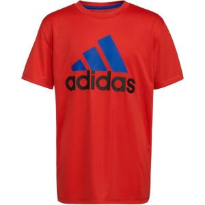 adidas Boys’ Short Sleeve Aeroready Feel Free Bos Tee(Vivid Red With Blue)