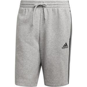 adidas Men’s Essentials Fleece 3-Stripes Shorts(Medium Grey Heather/Black)
