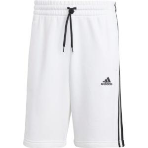adidas Men’s Essentials Fleece 3-Stripes Shorts(White)
