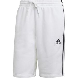 adidas Men’s Essentials Fleece 3-Stripes Shorts(White/Black)