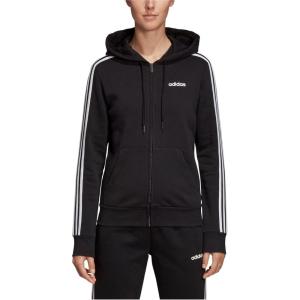 adidas Women’s Essentials 3-stripes Fleece Full-zip Hoodie Sweatshirt(Black/White)