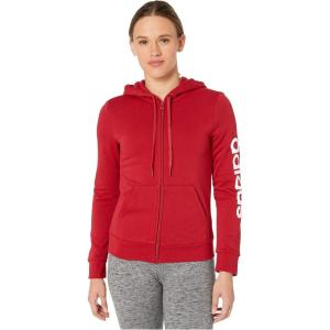 adidas Women’s Essentials Linear Hoodie(Active Maroon/White)