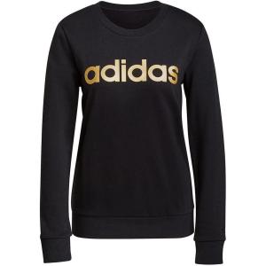 adidas Women’s Essentials Linear Sweatshirt(Black/Gold Met.)
