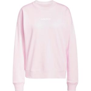 adidas Women’s Essentials Linear Sweatshirt(Clear Pink/White)