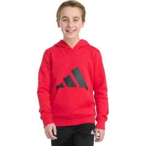 adidas boys Long Sleeve Essential Big Logo Fleece Pullover Hoodie(Pure Ruby)