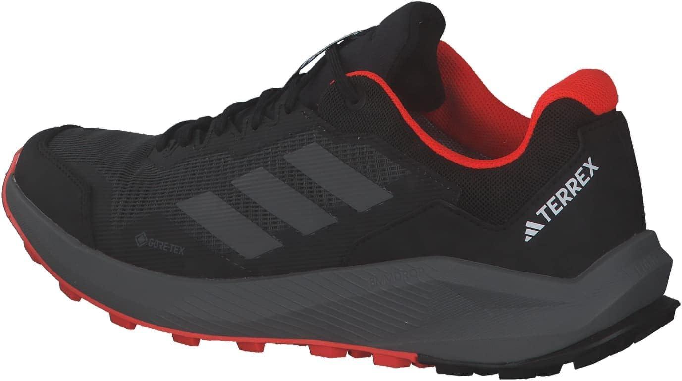 imageadidas Mens Terrex Trailrider Gore Tex Trail Running ShoesTrail Running ShoeCore BlackGray forSolar Red Hq1233