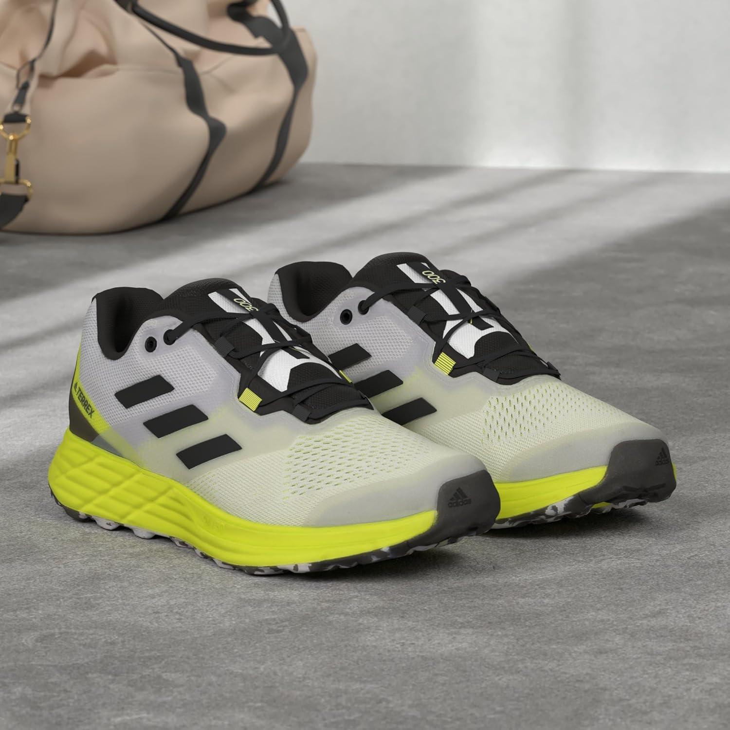 imageadidas Mens Terrex Two Flow Trail Running ShoeCloud WhiteCore BlackSolar Yellow