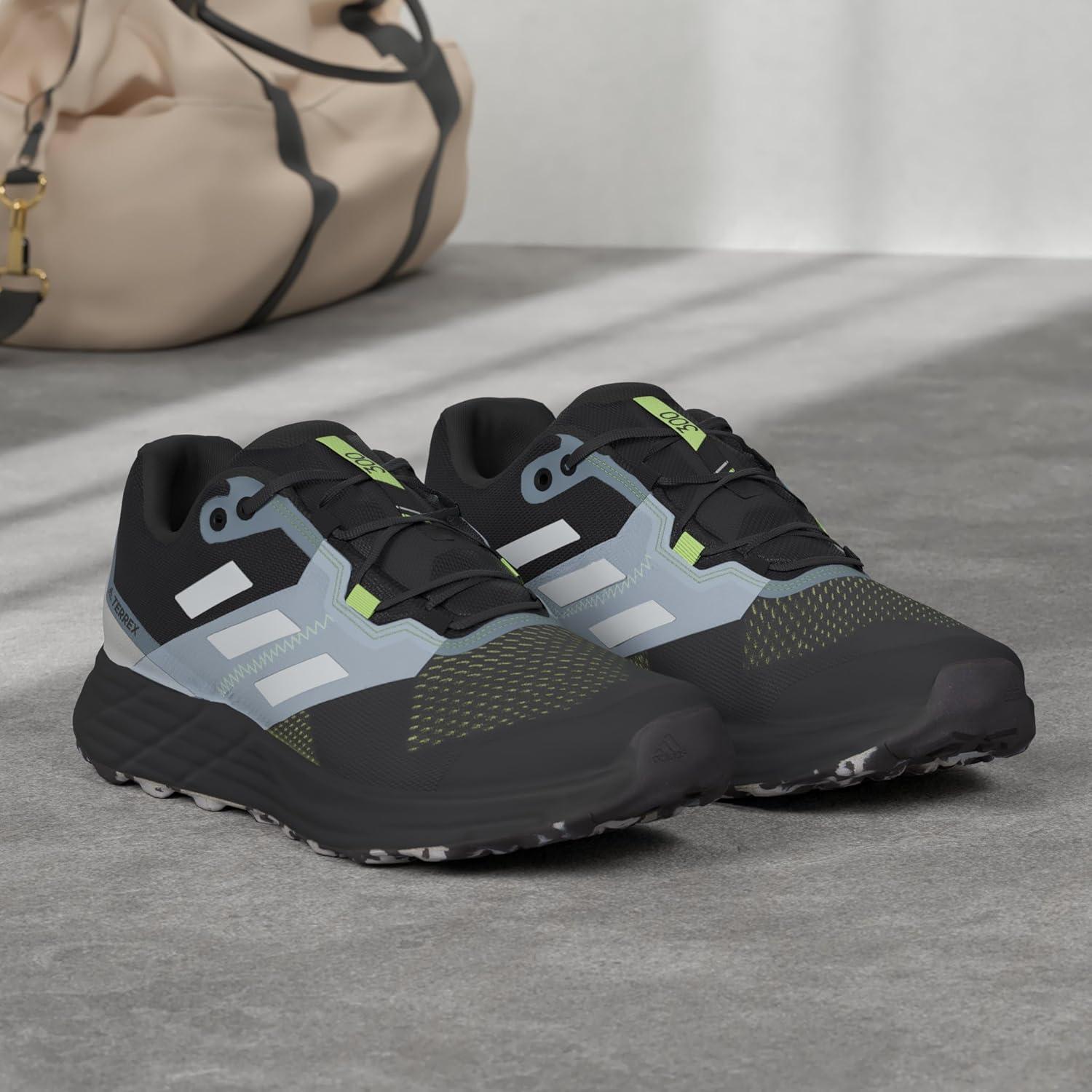 imageadidas Mens Terrex Two Flow Trail Running ShoeCore BlackCrystal WhiteSolar Yellow