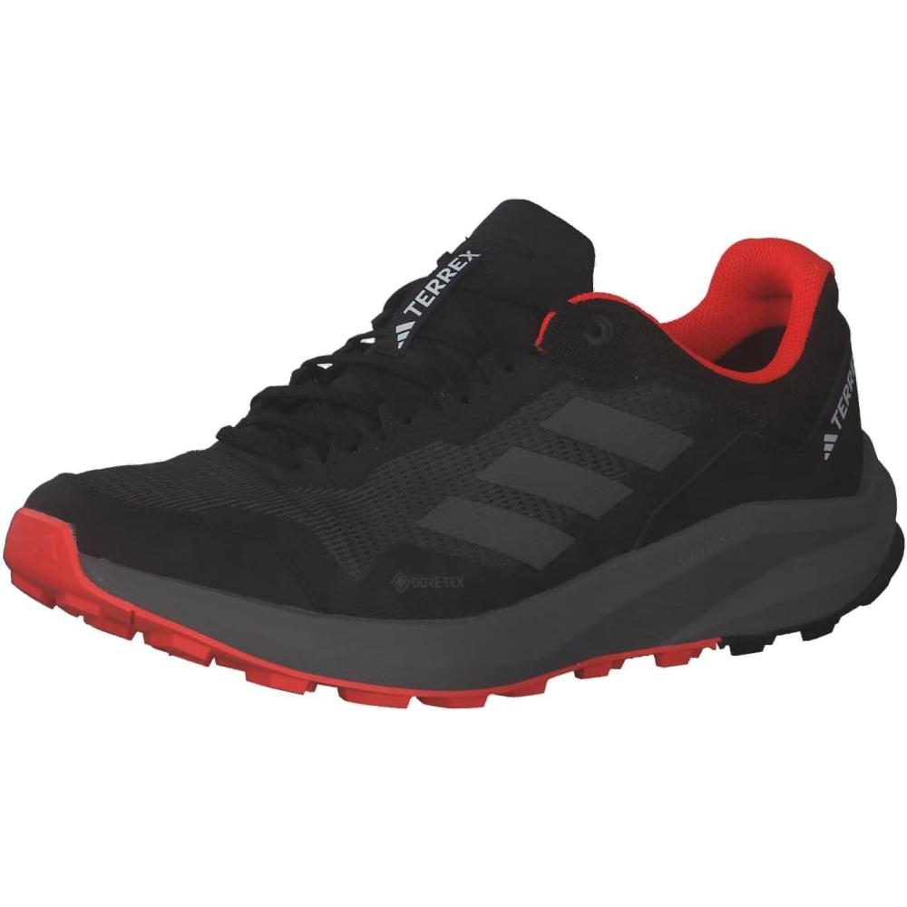 imageadidas Mens Terrex Trailrider Gore Tex Trail Running ShoesTrail Running ShoeCore BlackGray forSolar Red Hq1233