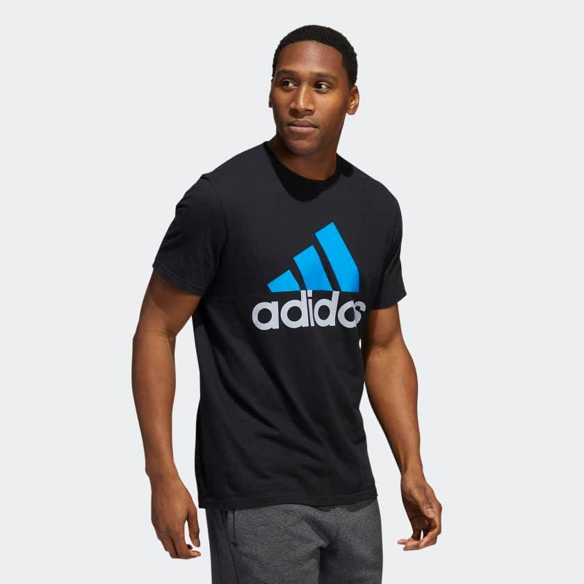 imageadidas Mens Basic Badge Of Sport TShirtBlackBlue RushHalo Silver