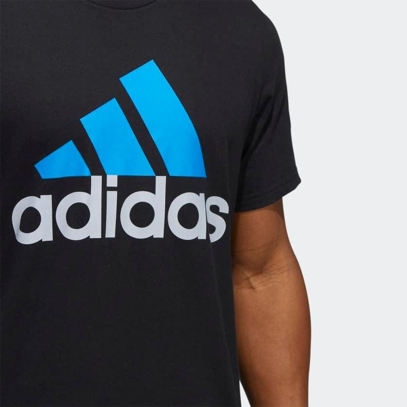 imageadidas Mens Basic Badge Of Sport TShirtBlackBlue RushHalo Silver